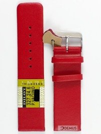 Pasek skórzany do zegarka - Diloy 327.24.6 - 24 mm czerwony