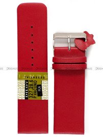 Pasek skórzany do zegarka - Diloy 327.28.6 - 28 mm czerwony