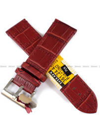Pasek skórzany do zegarka - Diloy 361.24.4 - 24mm bordowy