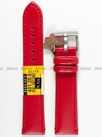 Pasek skórzany do zegarka - Diloy 401.20.6 - 20 mm czerwony