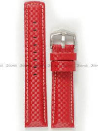 Pasek skórzany do zegarka - Hirsch Carbon 02592020-2-22 - 22 mm czerwony