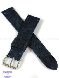 Pasek skórzany ręcznie robiony A. Kucharski Leather - Badalassi Carlo Pueblo Simple - navy/navy 18 mm