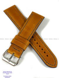Pasek skórzany ręcznie robiony A. Kucharski Leather - Conceria Il Ponte Wax - pumpkin/navy 26 mm