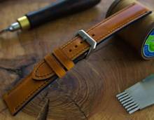Pasek skórzany ręcznie robiony A. Kucharski Leather - Conceria Il Ponte Wax - pumpkin/navy 28 mm