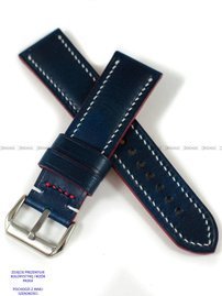 Pasek skórzany ręcznie robiony A. Kucharski Leather - Conceria Walpier Buttero - blue/white 24 mm