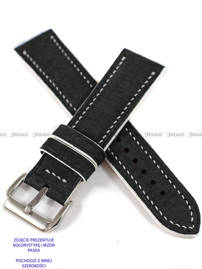 Pasek skórzany ręcznie robiony A. Kucharski Leather - Grattamacco - Black/White - 30 mm