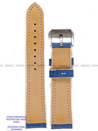 Pasek skórzany ręcznie robiony A. Kucharski Leather - Grattamacco - Blue/White - 32 mm